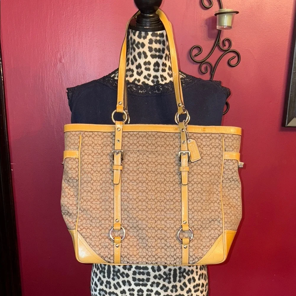 Coach Tan and Brown Shoulder Bag with Leather Accents - Picture 1 of 8